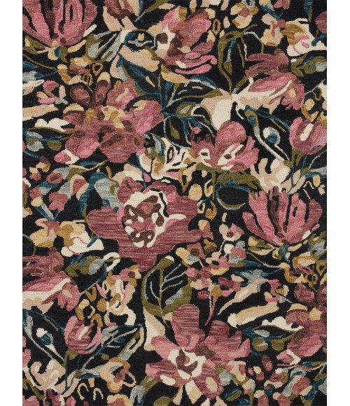 Loloi Belladonna Black / Berry 3'-0" x 3'-0" Round Accent Rug