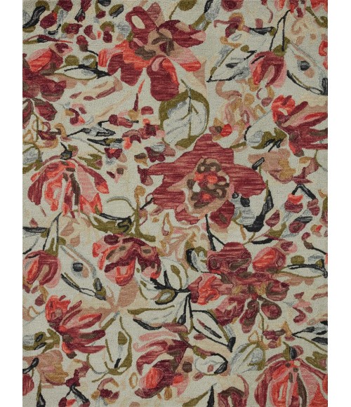 Loloi Belladonna Ivory / Raspberry 3'-0" x 3'-0" Round Accent Rug