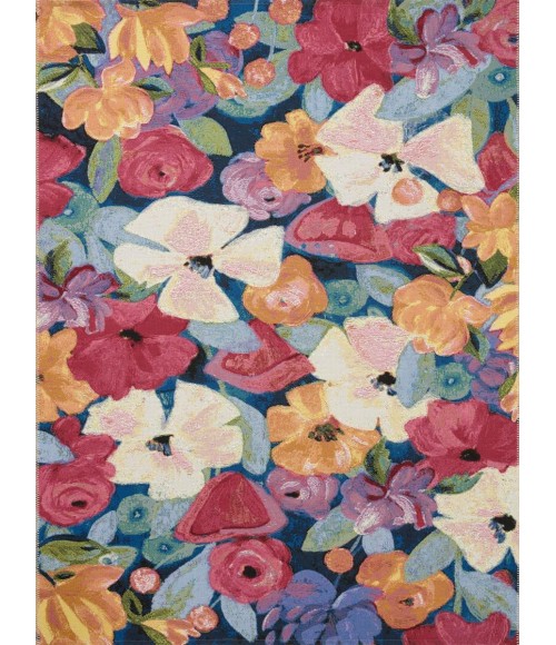 Loloi II Botanical Navy / Multi 3'-3" x 3'-3" Round Accent Rug