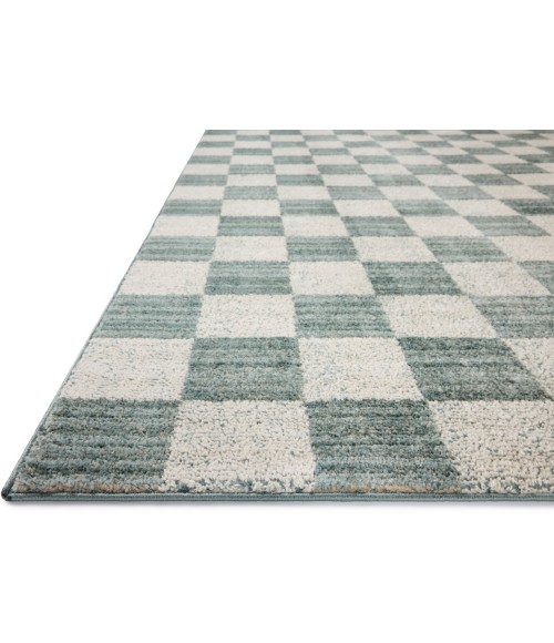 Chris Loves Julia x Loloi Calvin Blue / Ivory CLV-01 18in. X 18in. Sample Rect. Rug