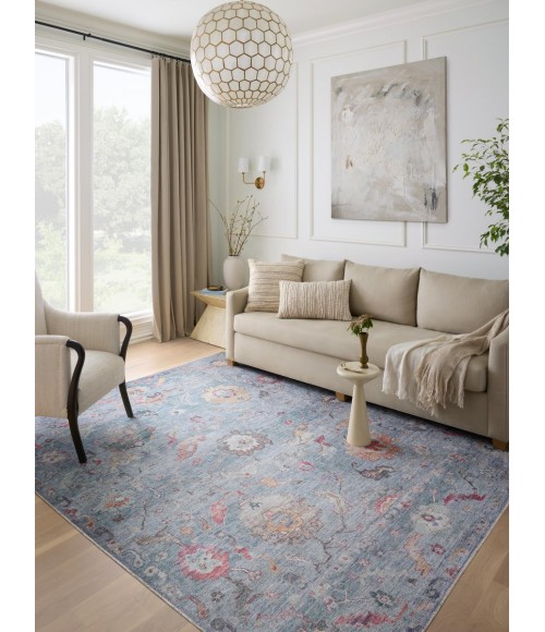 Loloi II Elysium Collection Denim / Multi 3'-0" X 3'-0" Round Accent Rug