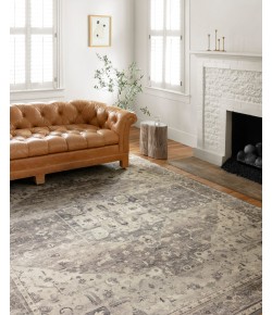 Loloi Hathaway HTH-05 STEEL / IVORY Area Rug 18 in. X 18 in. Sample