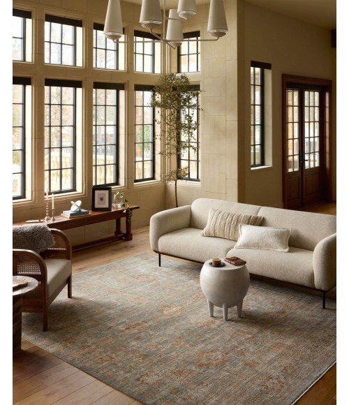 Loloi Heritage Aqua / Terracotta HER-06 2ft.-5in. X 8ft. Rect. Rug