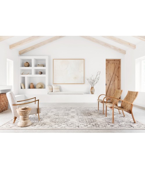 Loloi Joaquin Ivory / Charcoal JOA-03 5ft.-3in. X 5ft.-3in. Round Rug