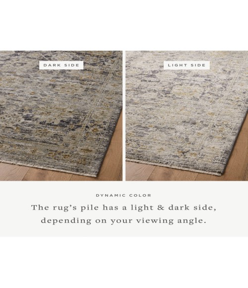 Jean Stoffer x Loloi Katherine Charcoal / Gold KES-02 7 ft. 10 in. X 7 ft. 10 in. Round Rug