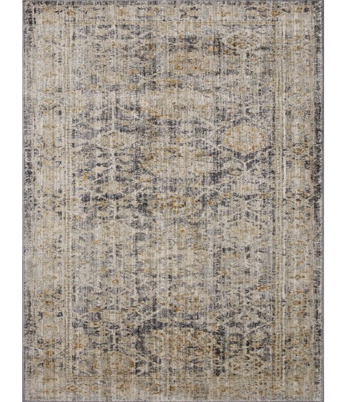 Jean Stoffer x Loloi Katherine Charcoal / Gold KES-02 7 ft. 10 in. X 7 ft. 10 in. Round Rug