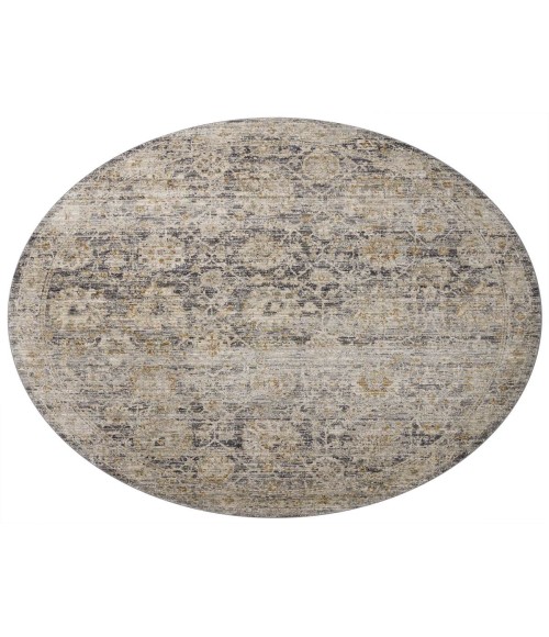 Jean Stoffer x Loloi Katherine Charcoal / Gold KES-02 7 ft. 10 in. X 7 ft. 10 in. Round Rug