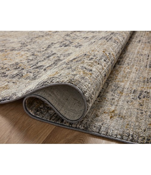 Jean Stoffer x Loloi Katherine Charcoal / Gold KES-02 7 ft. 10 in. X 7 ft. 10 in. Round Rug