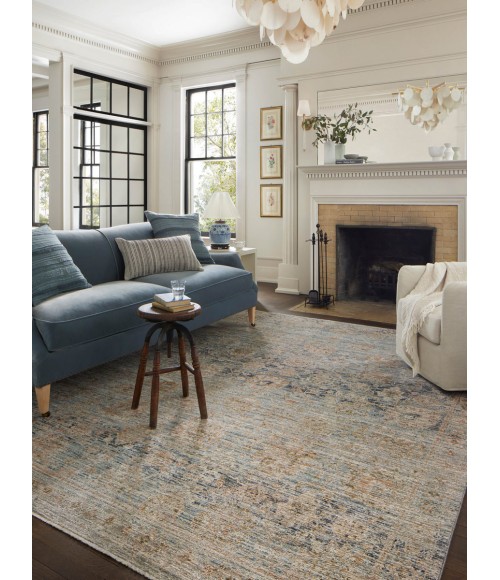 Jean Stoffer x Loloi Katherine Ocean / Coral KES-02 7 ft. 10 in. X 7 ft. 10 in. Round Rug