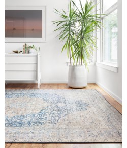 Loloi Layla LAY-07 BLUE / TANGERINE Area Rug 2 ft. 6 in. X 9 ft. 6 in. Rectangle