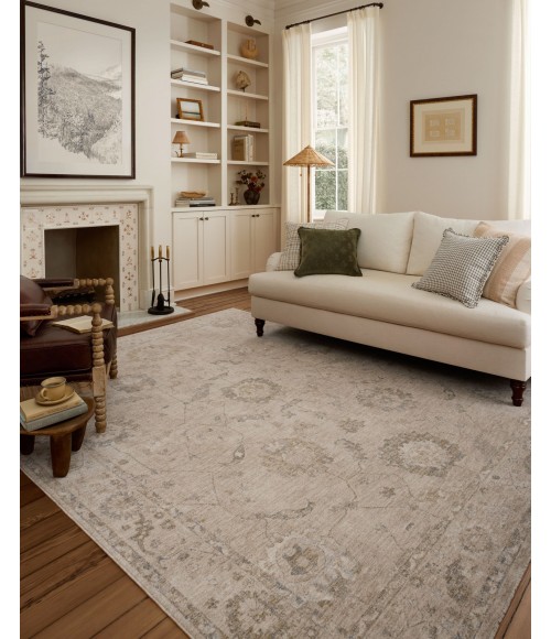Chris Loves Julia x Loloi Louisa Oatmeal / Slate LOI-02 5ft.-3in. X 5ft.-3in. Round Rug
