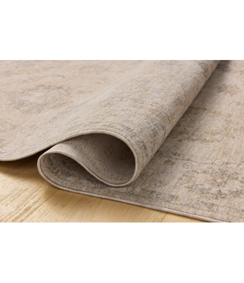 Chris Loves Julia x Loloi Louisa Oatmeal / Slate LOI-02 5ft.-3in. X 5ft.-3in. Round Rug