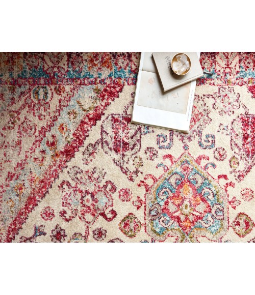 Loloi Nadia Aqua / Pink NN-03 8 ft. X 8 ft. Round Rug