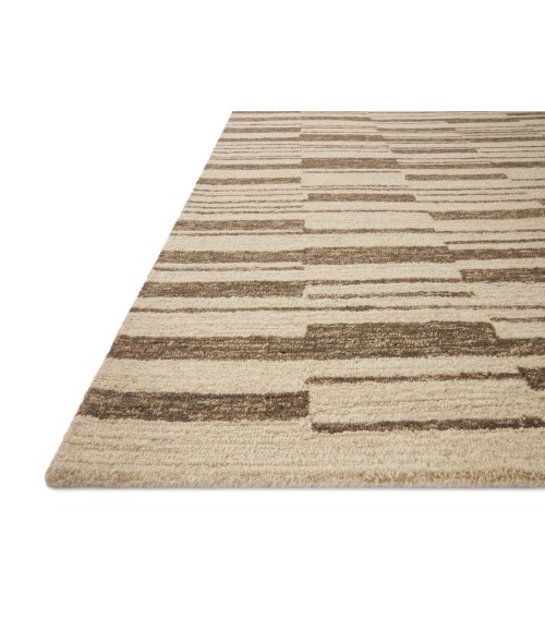 Chris Loves Julia x Loloi  Polly POL-04 Beige / Tobacco 18" x 18" Sample Area Rug