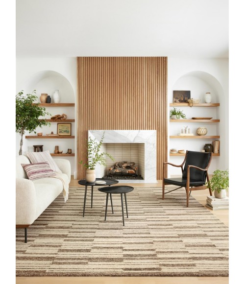 Chris Loves Julia x Loloi  Polly POL-04 Beige / Tobacco 18" x 18" Sample Area Rug