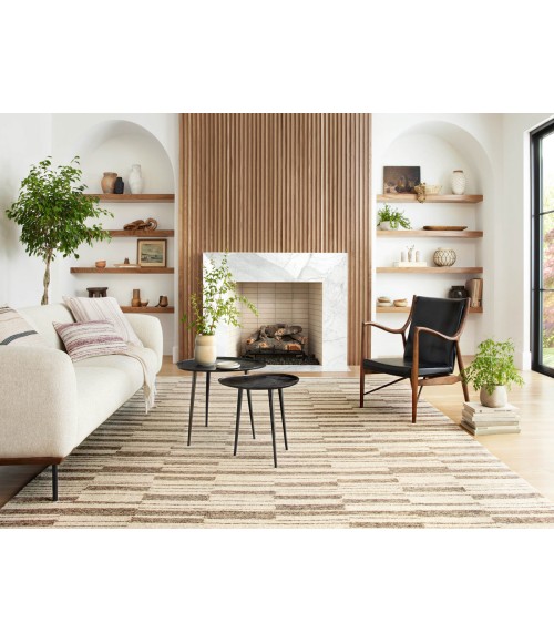 Chris Loves Julia x Loloi  Polly POL-04 Beige / Tobacco 18" x 18" Sample Area Rug