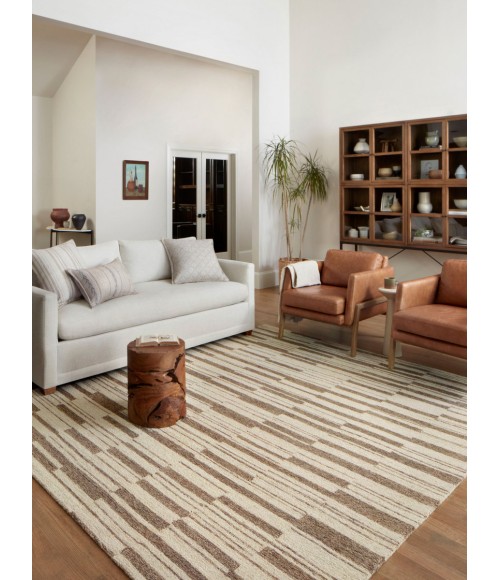 Chris Loves Julia x Loloi  Polly POL-04 Beige / Tobacco 18" x 18" Sample Area Rug