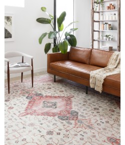 Loloi Skye SKY-02 IVORY / BERRY Area Rug 2 ft. 6 in. X 12 ft. 0 in. Rectangle