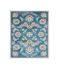 LR Home Anica ANTI-AM Turkish Blue/Yellow/Pink/Light Gray 5 ft. 3 in. x 7 ft. 10 in. Rectangle Area Rug