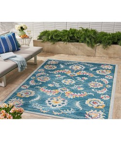 LR Home Anica ANTI-AM Turkish Blue/Yellow/Pink/Light Gray 5 ft. 3 in. x 7 ft. 10 in. Rectangle Area Rug