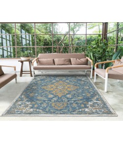 LR Home Belize 82512 Ivory/ Blue 2' X 8' Rect. Rug