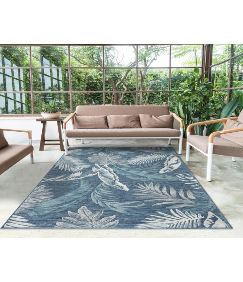 LR Home Belize 82520 Ivory/ Blue 5'-3" X 7'0 Rect. Rug