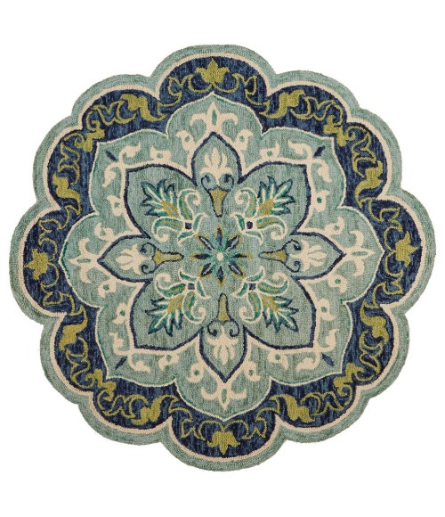LR Home DAZZLE 54077 Teal 4' X 4' Round Rug