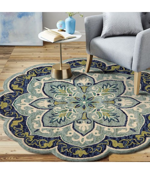 LR Home DAZZLE 54077 Teal 4' X 4' Round Rug