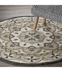 LR Home Dazzle 54100 Ivory Gray 4' X 4' Round Rug