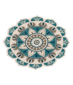 LR Home Daleyza DAZ-AR Aqua Blue/Gray 4 ft. Round Area Rug