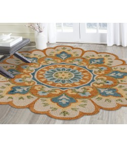 Daleyza DAZ-AS Rust/Aqua Blue 4 ft. Round Area Rug