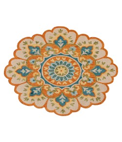 Daleyza DAZ-AS Rust/Aqua Blue 4 ft. Round Area Rug