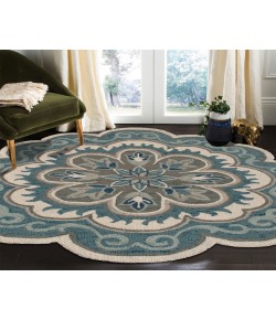 LR Home Daleyza DAZ-AQ Aqua Blue/Gray 6 ft. Round Area Rug