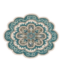 LR Home Daleyza DAZ-AQ Aqua Blue/Gray 6 ft. Round Area Rug