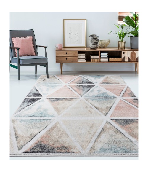 LR Home KISMET 81491 White/ Salmon 5'-3" X 7'-2 Rect. Rug