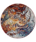 LR Home KISMET 81492 Ivory/ Turquoise 4'-4" X 4'-4" Round Rug