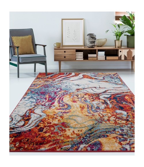 LR Home KISMET 81492 Ivory/ Turquoise 5'-3" X 7'-2 Rect. Rug