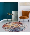 LR Home KISMET 81492 Ivory/ Turquoise 4'-4" X 4'-4" Round Rug