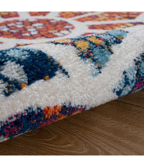 LR Home KISMET 81493 Ivory/ Navy 4'-4" X 4'-4" Round Rug
