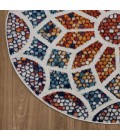 LR Home KISMET 81493 Ivory/ Navy 4'-4" X 4'-4" Round Rug