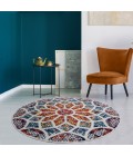 LR Home KISMET 81493 Ivory/ Navy 4'-4" X 4'-4" Round Rug