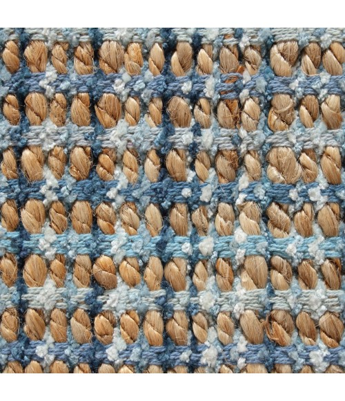 LR Home Natural Fiber Tan/Light Blue/Medium Blue 03305 9 ft. X 12 ft. Rect. Rug