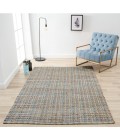 LR Home Natural Fiber Tan/Light Blue/Medium Blue 03305 9 ft. X 12 ft. Rect. Rug