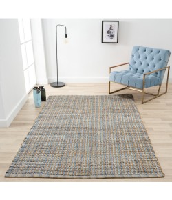 LR Home Natural Fiber Tan/Light Blue/Medium Blue 03305 9 ft. X 12 ft. Rect. Rug