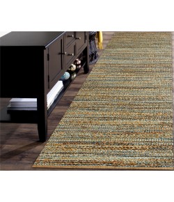 LR Home Nathalia NAT-AJ Tan/Aqua Blue/Medium Blue 2 ft. 6 in. x 7 ft. 9 in. Runner Rug