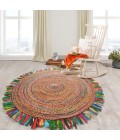 LR Home NATURAL FIBER 3382 Multi 3'6" Round Rug