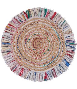 LR Home Brynn NAT-AJ White Area Rug 3 ft. 6 in. Round