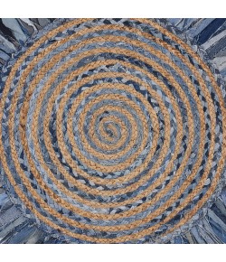 LR Home Brynn NAT-AJ Denim Blue Area Rug 3 ft. 6 in. Round