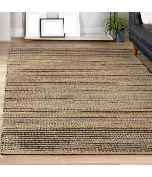 LR Home Natural Fiber Tan/Black 03387 9 ft. X 12 ft. Rect. Rug
