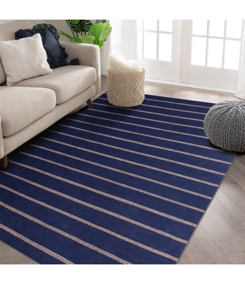 LR Home Hampton Navy Blue/Tan 03396 9 ft. X 12 ft. Rect. Rug
